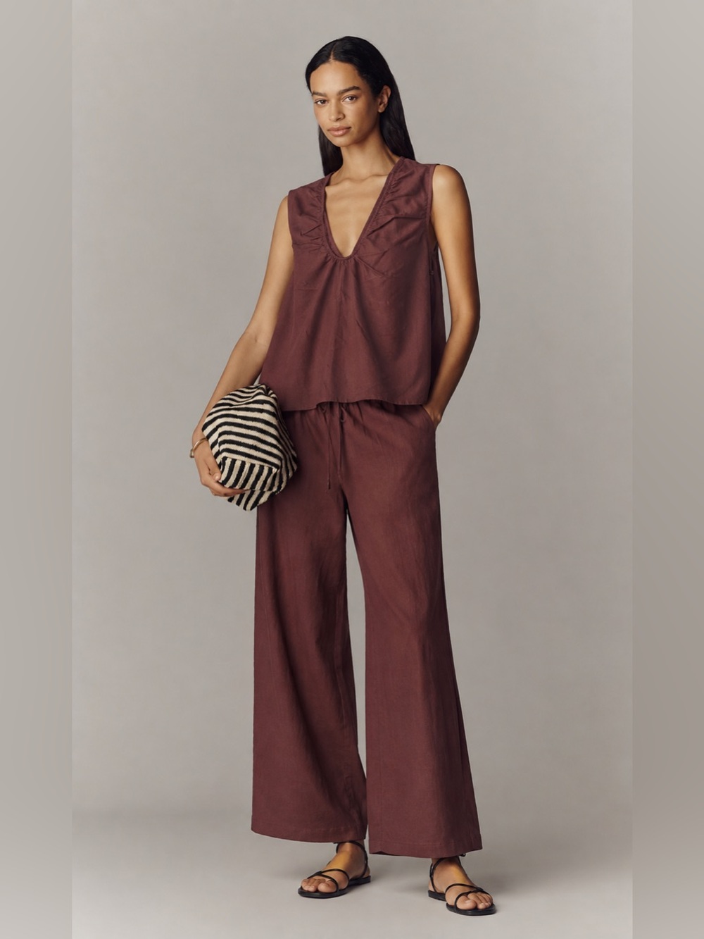 Anthropologie Linen Blend Top and Pant Set- never worn